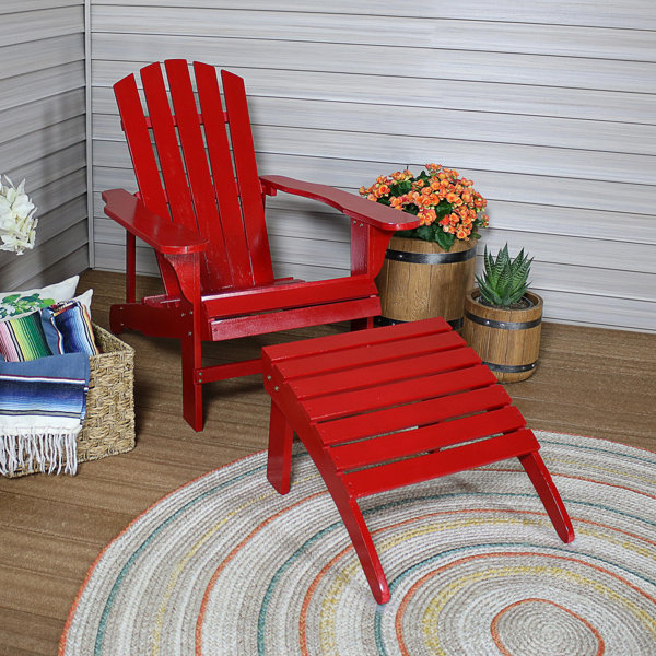 Rosecliff Heights Beldale Wood Folding Adirondack Chair with Ottoman